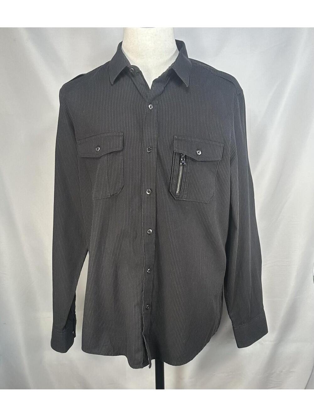 Rock Republic 100% Cotton Pocketed Button Up Black Mens L